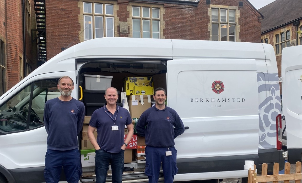 Berkhamsted staff loading up all the donations ready for transportation (Photo: Berkhamsted School)