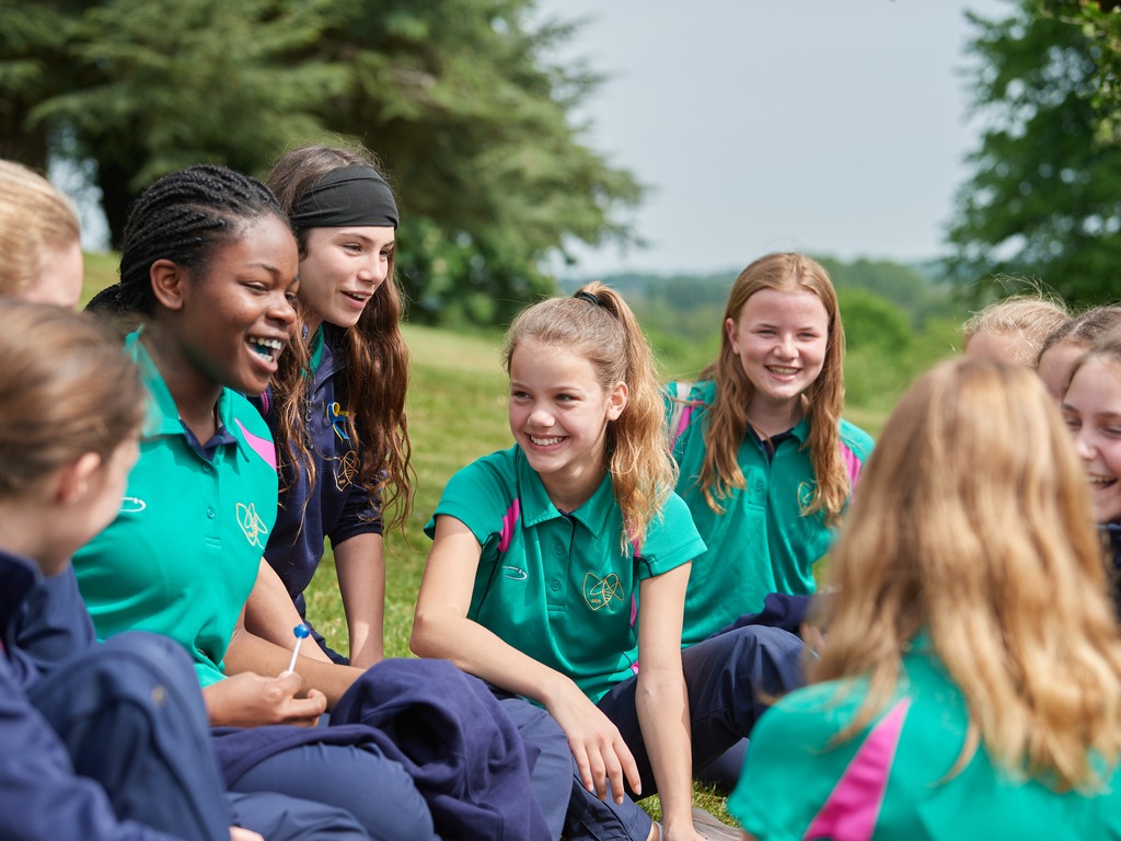 Year 7 pupils enjoying lunchtime on the Hill