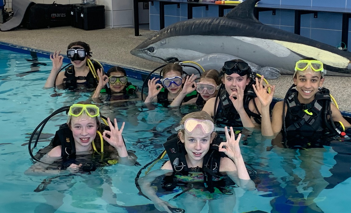 Scuba divers at Harrogate ladies' College pool