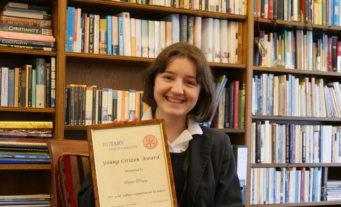 Sophie Dragoj with her Young Citizen of the Year award