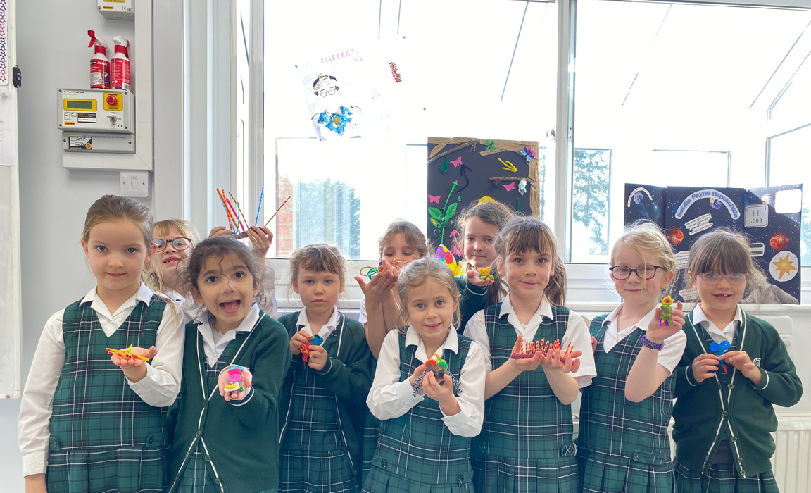 The girls showing off their Mars alien creations (Photo: Heatherton School)