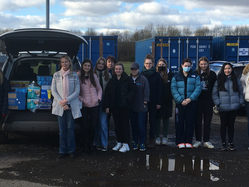 Kilgraston pupils and staff volunteer at Errol Airfield, depot of the Tayside and Strathearn Help for Ukraine appeal near Dundee