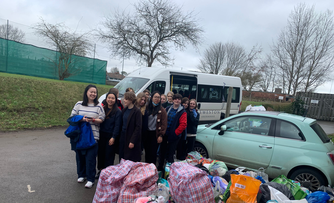 Leweston Sixth Formers helping out with donations (Photo: Leweston School)