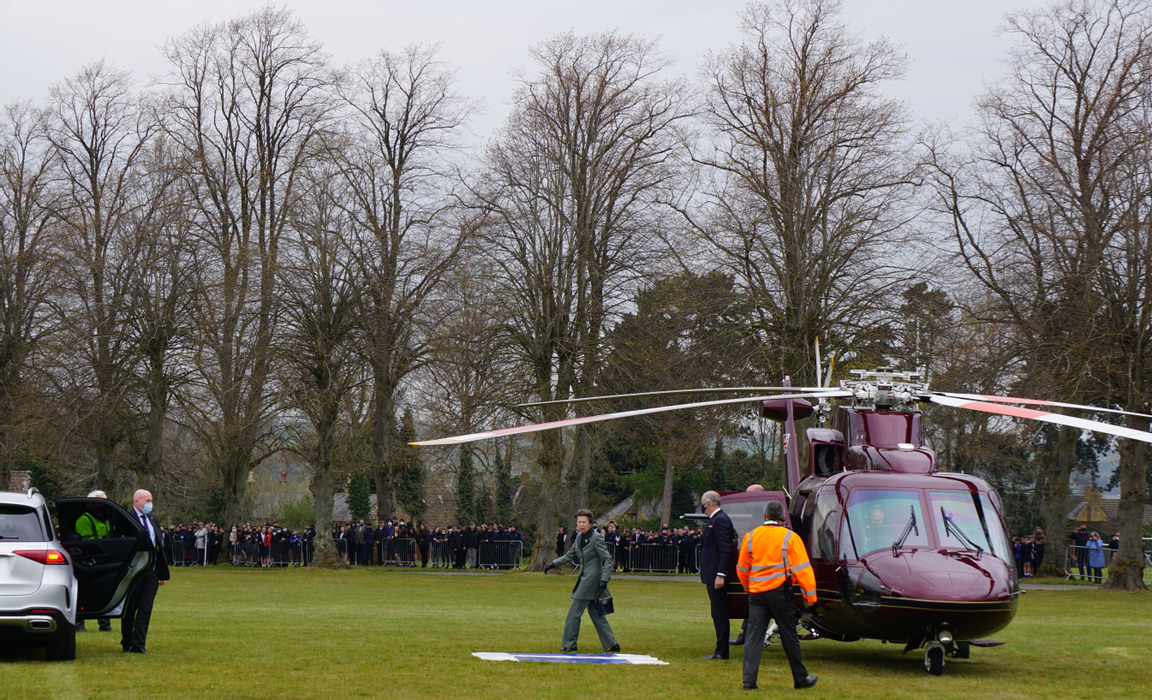 HRH the Princes Royal lands at Pitsford School