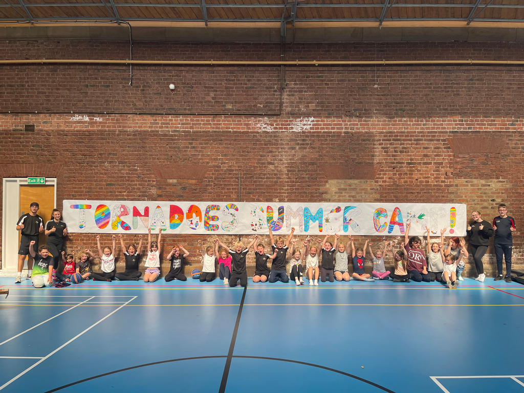 Pocklington Tornadoes trampoline club in the Pocklington School sports hall