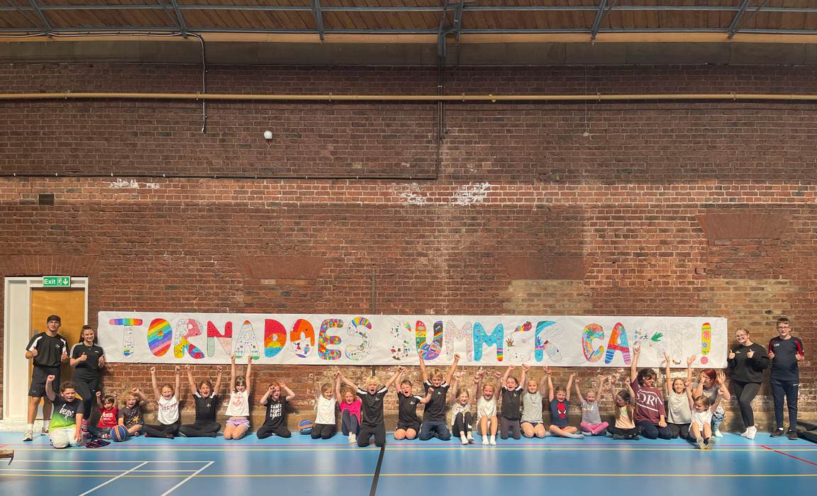 Pocklington Tornadoes trampoline club in the Pocklington School sports hall