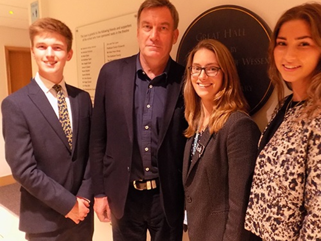 Richard Fenning (2nd left) at The Leys Lecture he gave in 2019