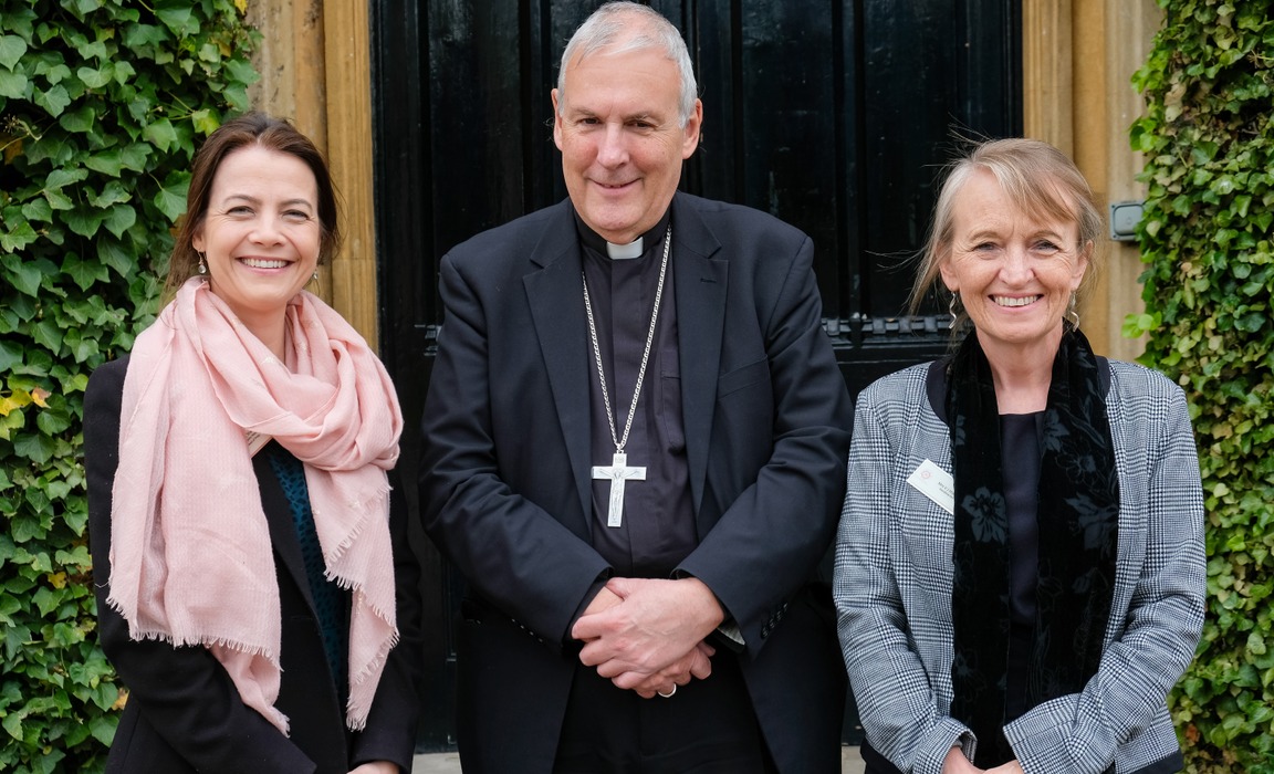 Dr Louise Shaw (Deputy Head), Right Revd David Oakley (Bishop of Northampton) and Mrs Val Holmes (Headteacher)